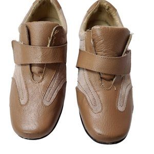 Dr. Scholls Womens 11M Taupe Leather Suede Hook N Loop Oxford Loafers Shoes